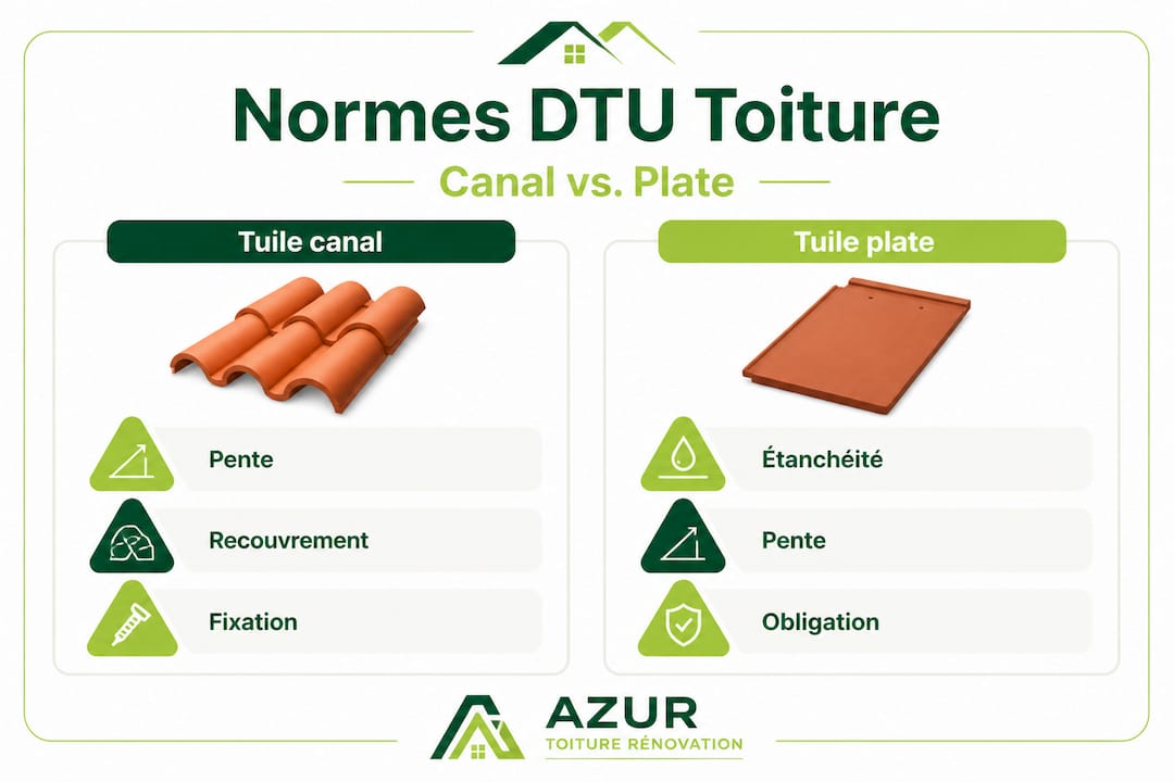 Infographie : les différences entre les normes DTU pour la pose des tuiles de toiture