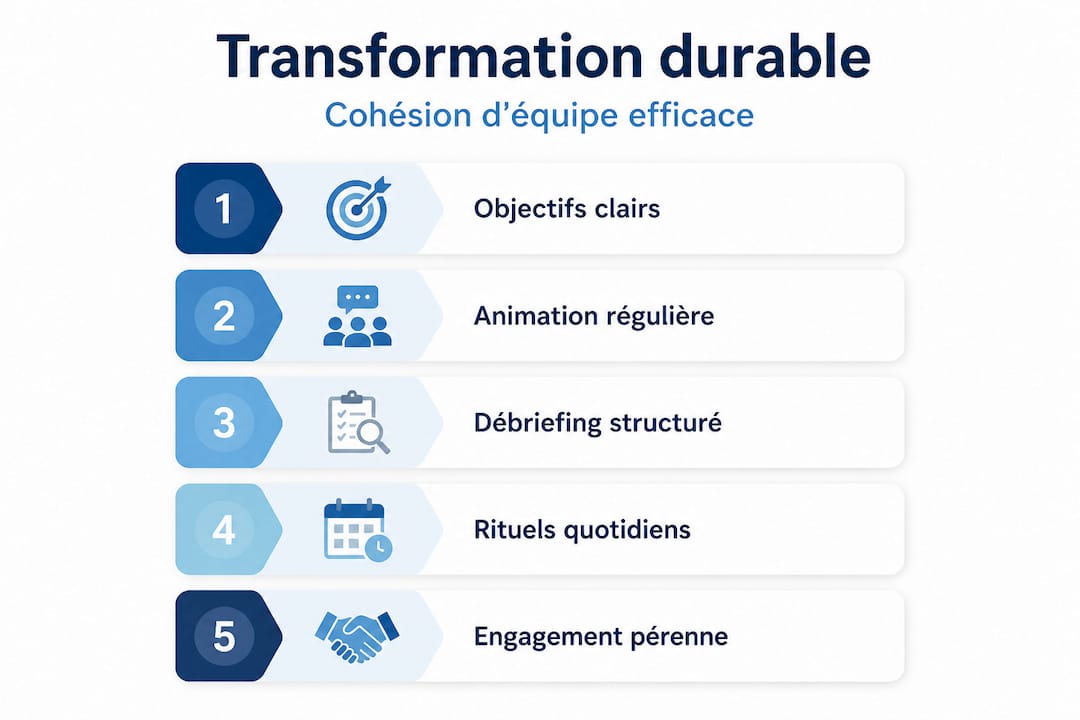 Infographie : les grandes étapes pour renforcer la cohésion d’équipe