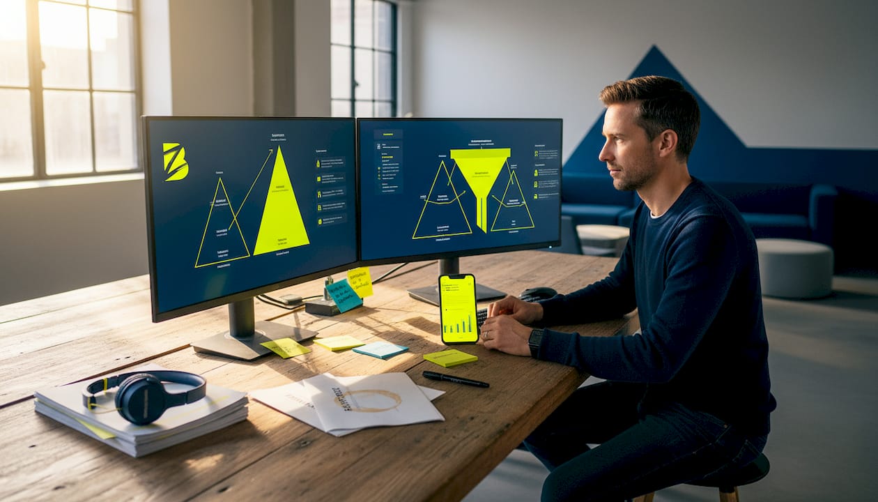 Un spécialiste du marketing analyse le parcours des visiteurs sur le site, afin d’optimiser chaque étape du tunnel de conversion.