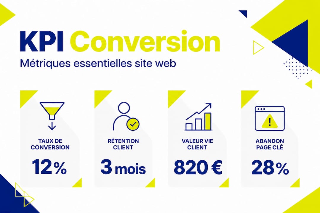 Visuel présentant les quatre indicateurs clés de la conversion