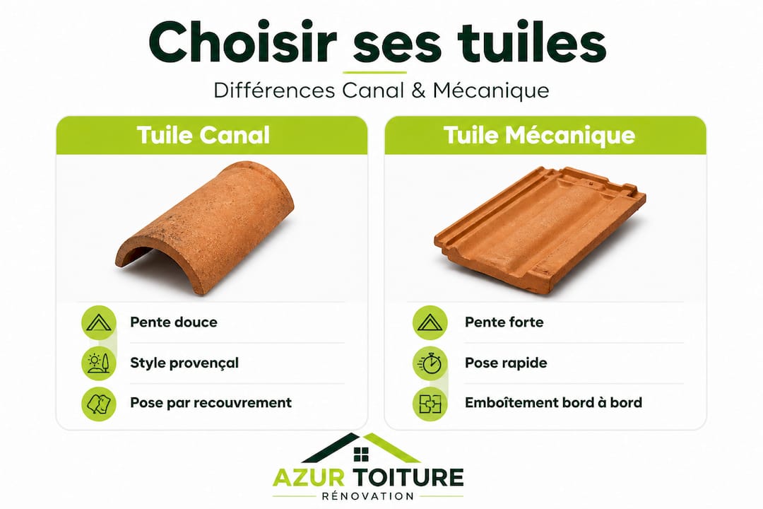 Infographie : les différences entre tuiles canal et tuiles mécaniques