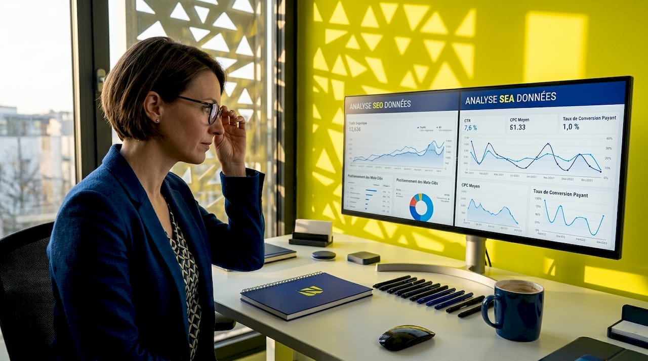 Analyse en direct des différences entre le SEO et le SEA sur ordinateur