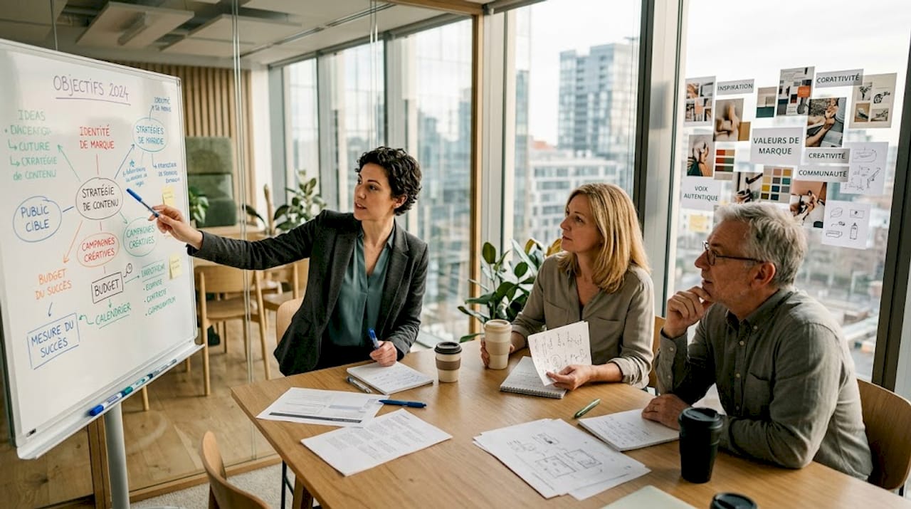 Des collaborateurs échangent autour de propositions d’ateliers sur la RSE.