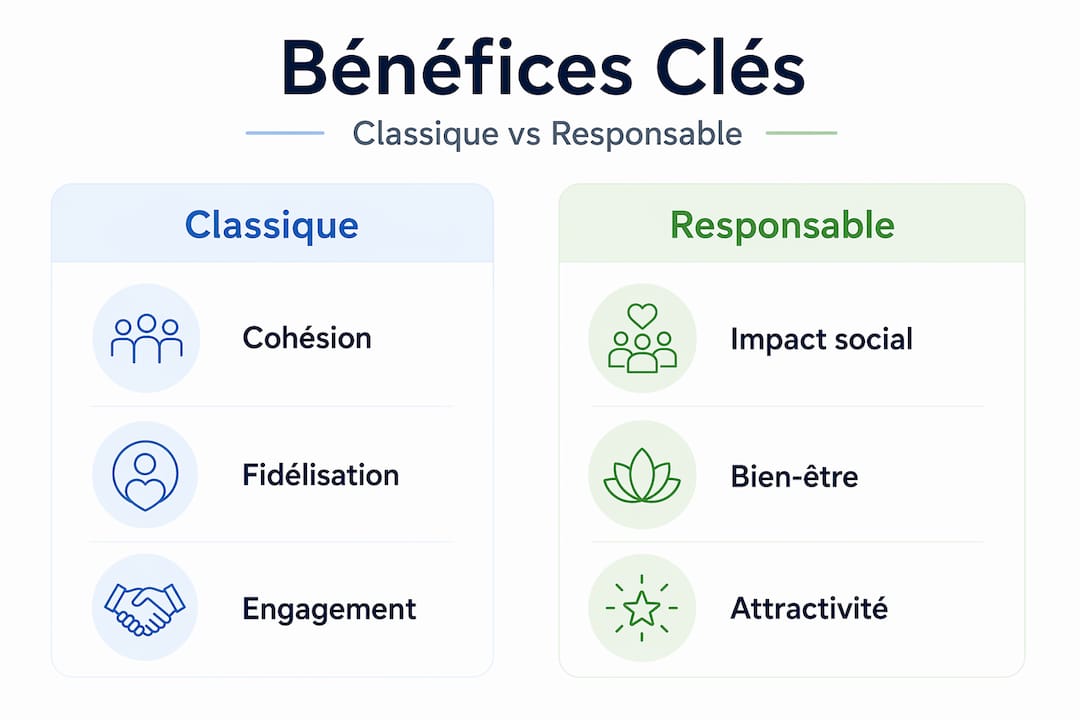 Quels sont les avantages du team building traditionnel comparés à ceux d’un team building axé sur la responsabilité sociale ?