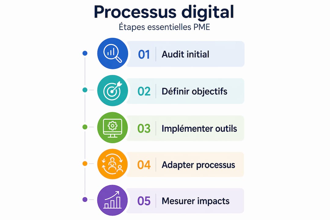 Infographie : les grandes étapes de la transformation digitale pour les PME
