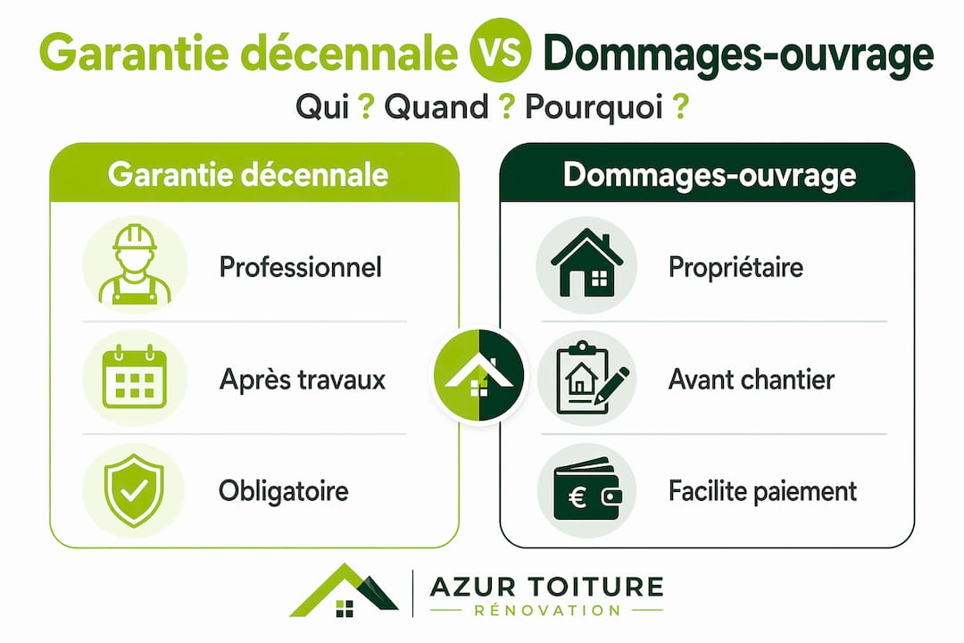 Infographie : quelles différences entre la garantie décennale et l'assurance dommages-ouvrage ?