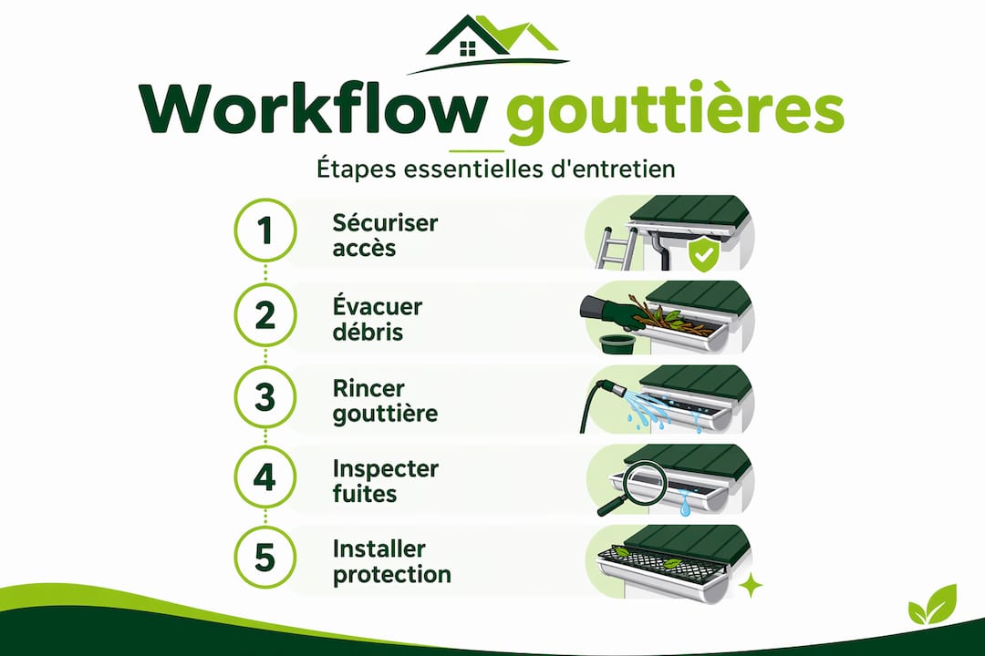 Infographie : les étapes essentielles pour un nettoyage efficace des gouttières