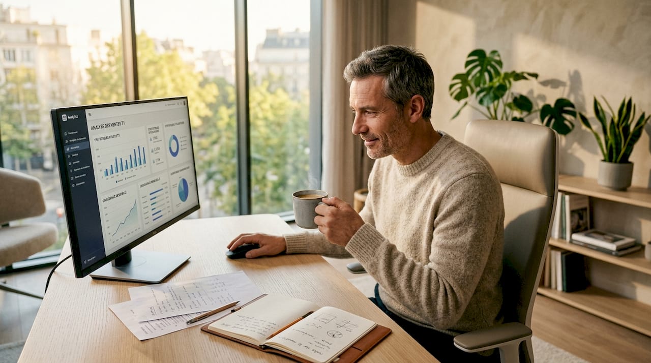 Un professionnel analyse les statistiques pour optimiser la fiche Google My Business de son entreprise.