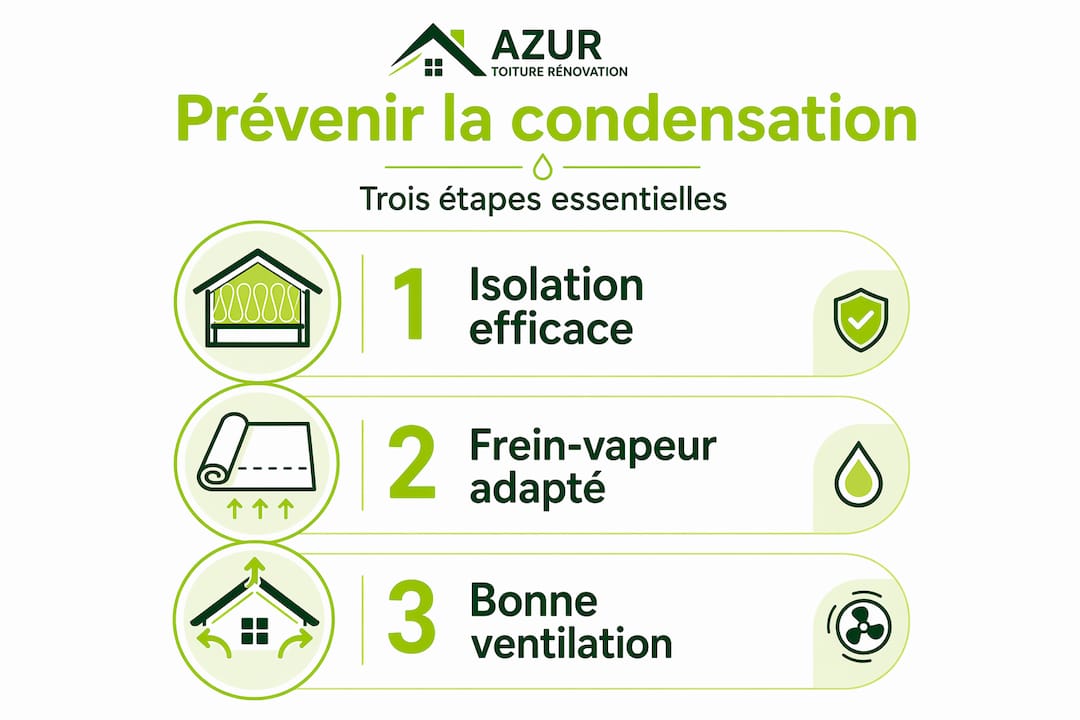 Infographie : les étapes clés pour éviter la condensation sous votre toiture