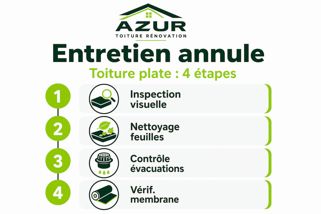 Infographie : les étapes clés pour réussir l’entretien annuel de votre toiture plate