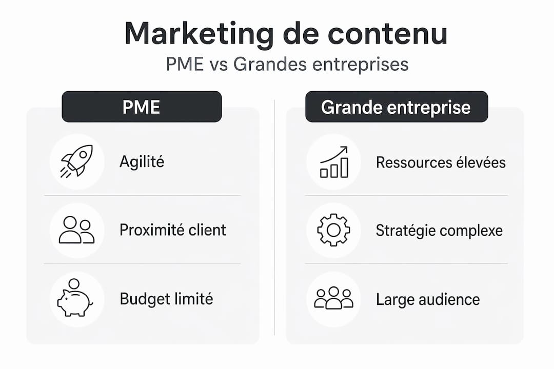 Infographie : les différences clés entre la stratégie de contenu des PME et celle des grandes entreprises