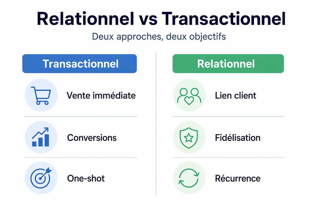 Infographie : marketing relationnel vs marketing transactionnel, quelles différences ?