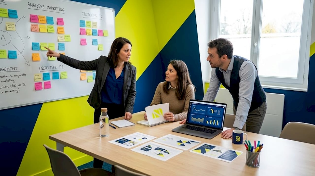 L’équipe échange autour des meilleures approches en expérience utilisateur lors d’une réunion de travail.