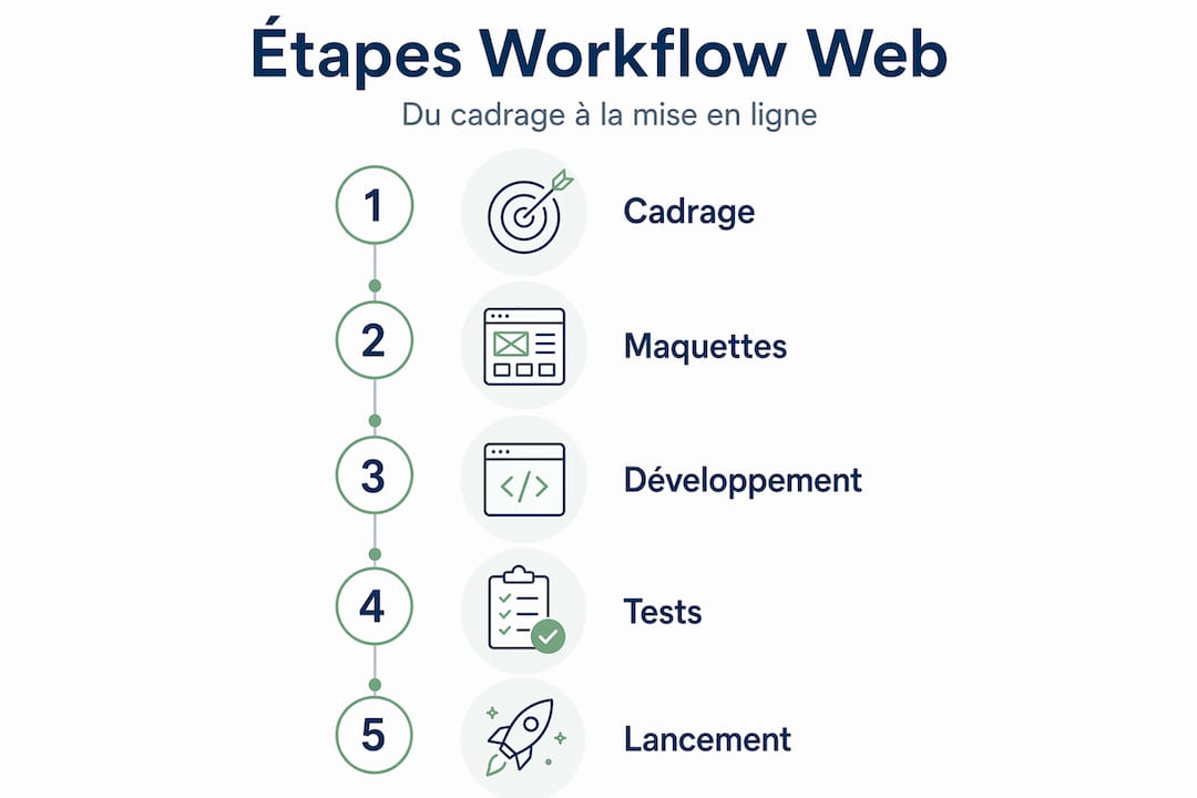 Présentation visuelle des étapes incontournables pour réussir un projet de création de site web