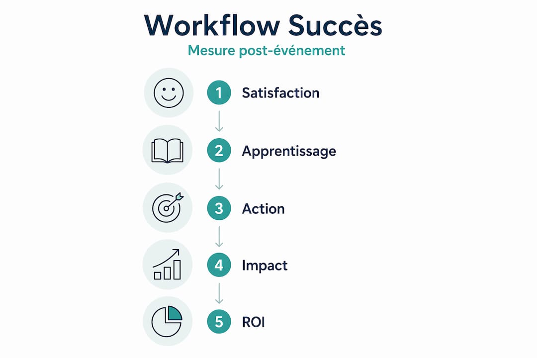 Infographie : les étapes clés et les indicateurs de réussite d’un workflow événementiel