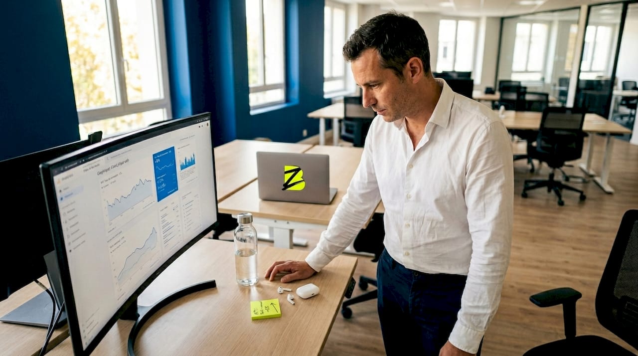 Un homme évalue l’impact du storytelling sur son lieu de travail, réfléchissant à la façon dont les récits influencent la dynamique au bureau.