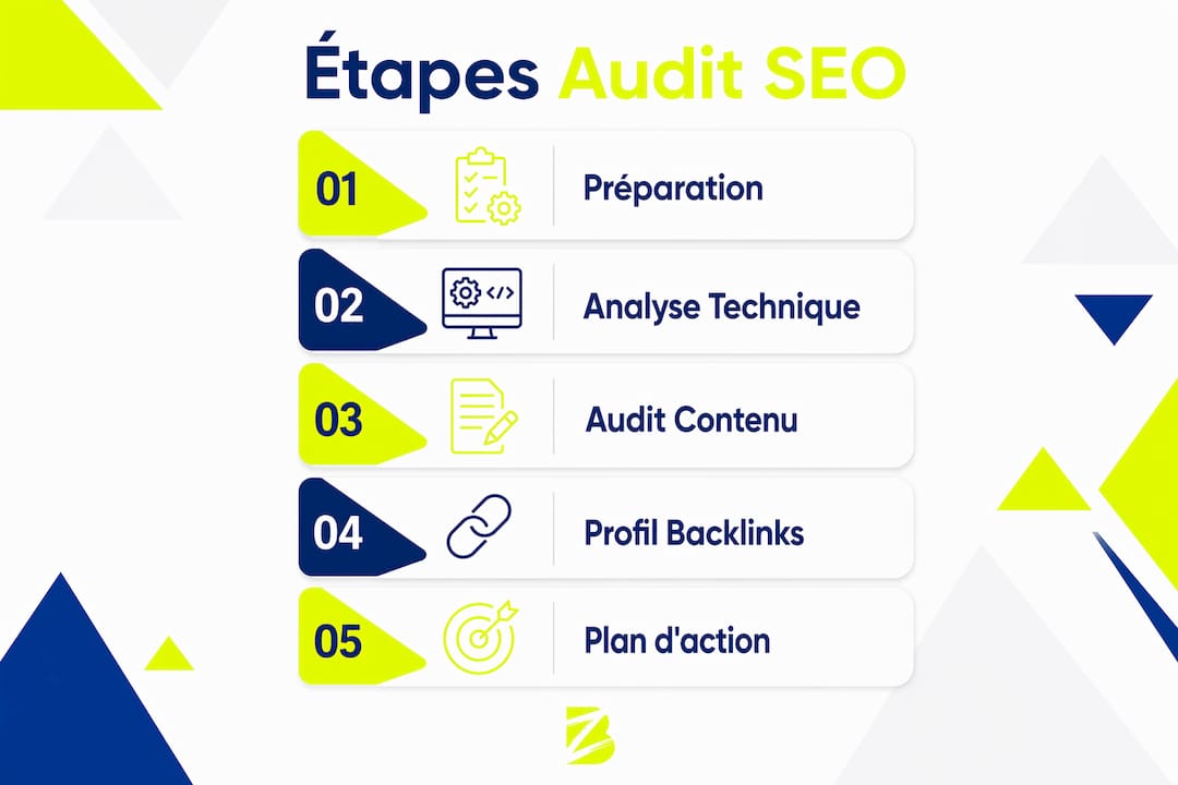 Découvrez en image les différentes étapes incontournables d'un audit SEO.