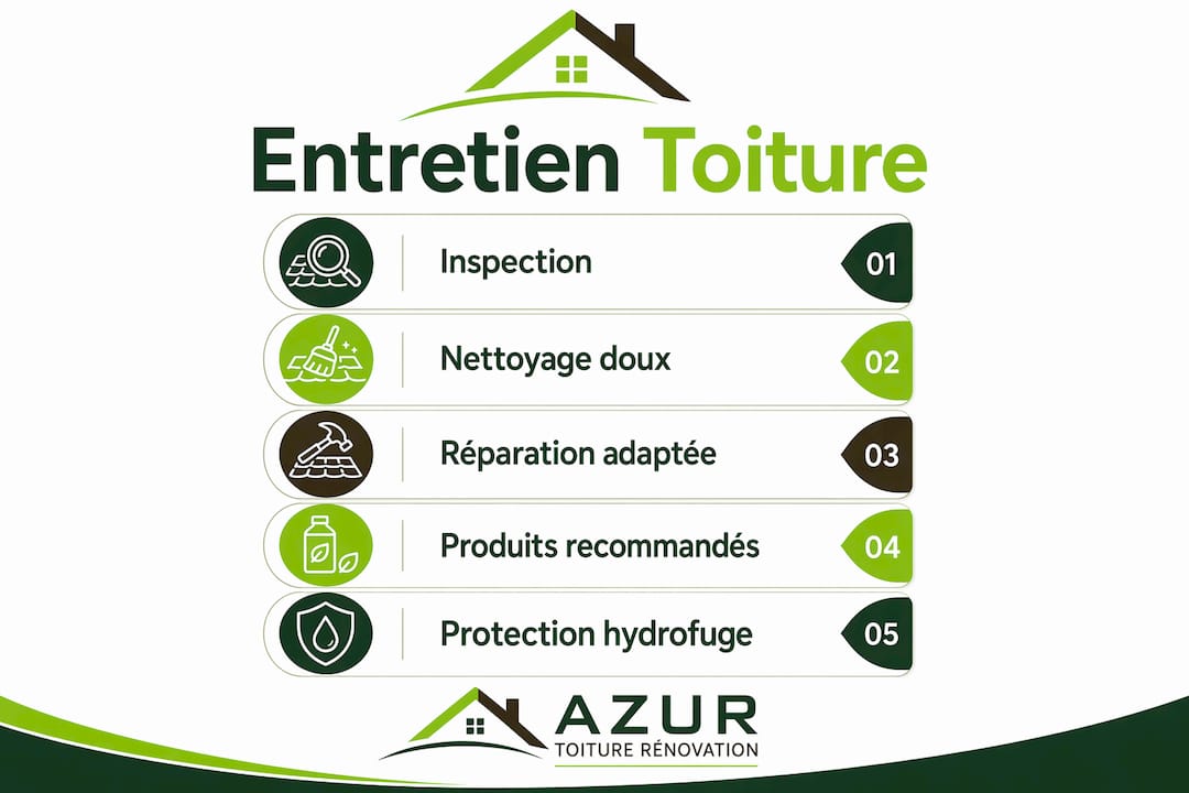Infographie : les étapes essentielles pour entretenir une toiture en tuiles anciennes