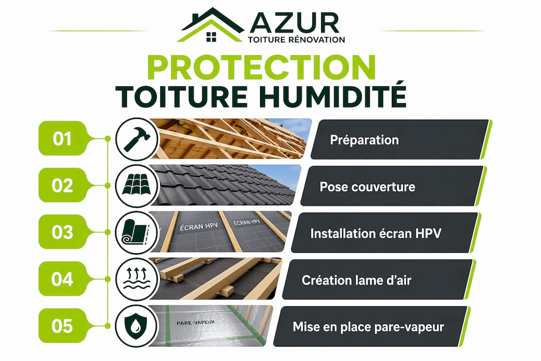 Infographie : les étapes essentielles pour protéger votre toiture de l’humidité