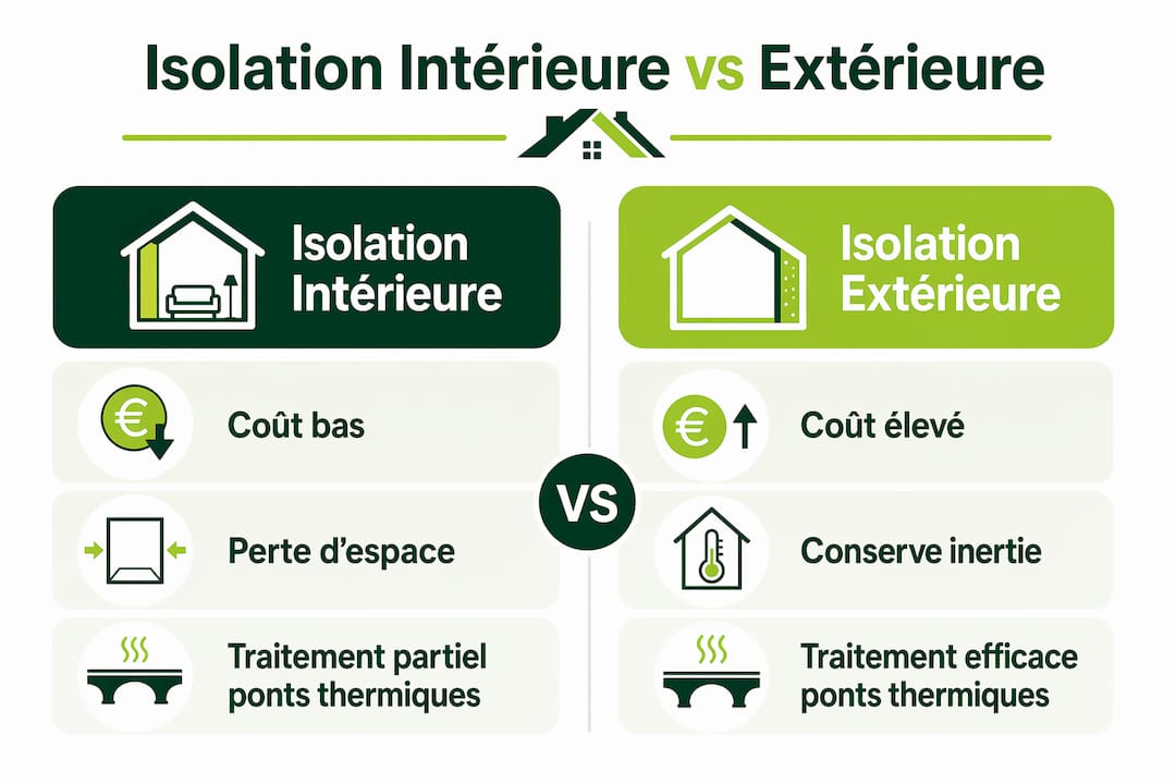Infographie : le match entre isolation par l’intérieur et isolation par l’extérieur