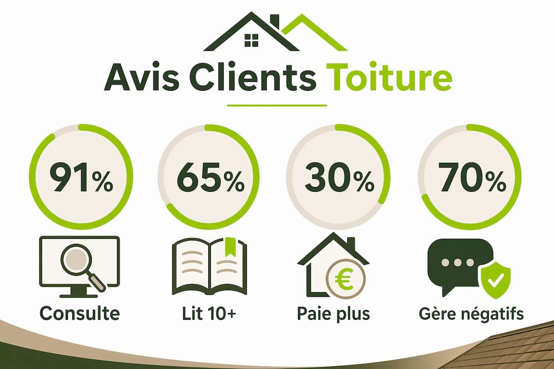 Découvrez en un coup d’œil les chiffres essentiels concernant les avis clients sur les travaux de toiture grâce à notre infographie.