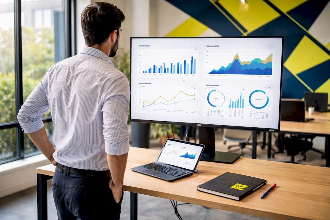 Un expert en SEO en pleine analyse technique, scrutant chaque détail pour optimiser la performance du site.