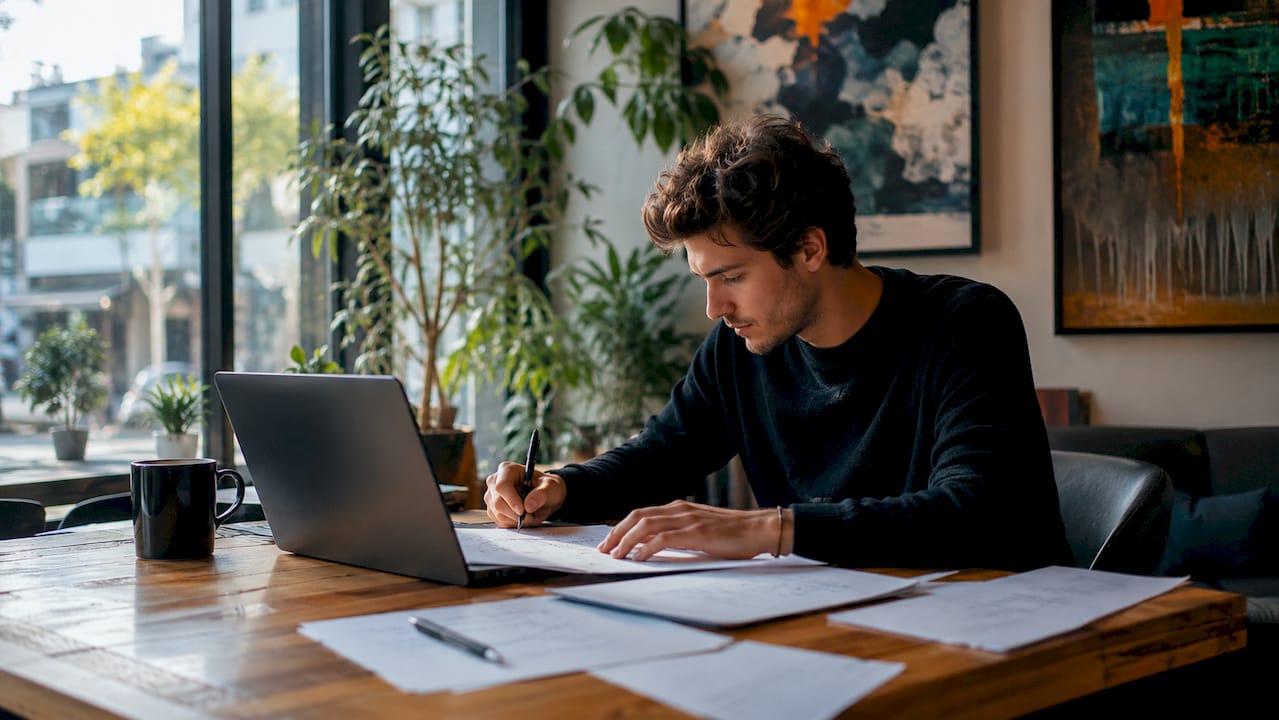 Des mains tiennent une tablette affichant un aperçu des statistiques.