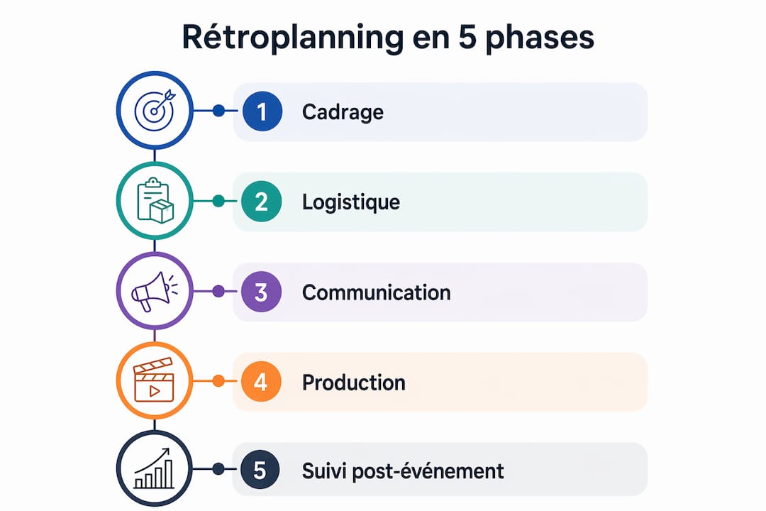 Schéma des grandes étapes pour organiser un événement