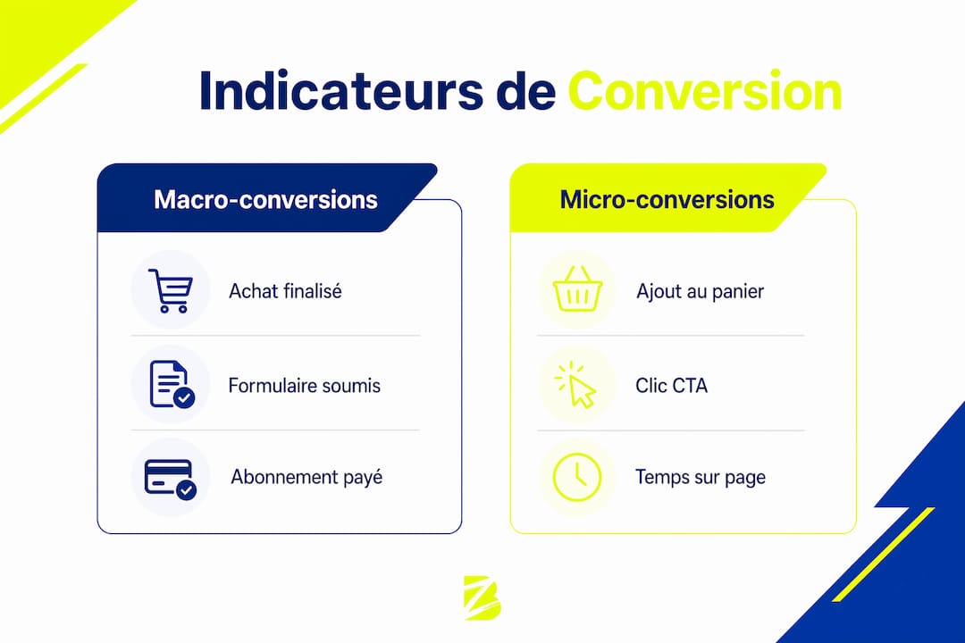Infographie : panorama des indicateurs de conversion macro et micro