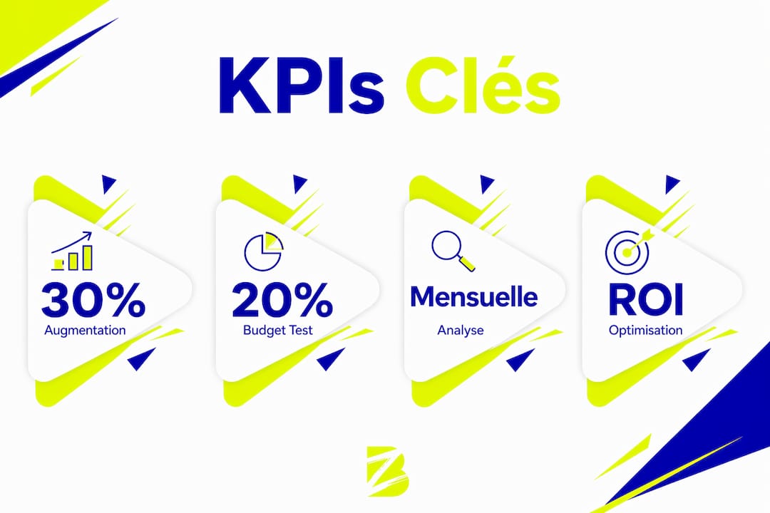 Visuel illustrant les indicateurs clés de performance et les stratégies pour maximiser le retour sur investissement à travers plusieurs canaux.