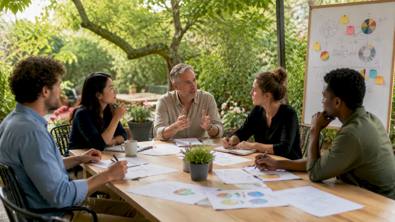Séance de réflexion en équipe pour organiser une activité d’entreprise