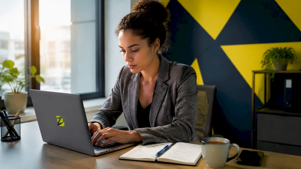 Des mains féminines s'affairent sur un clavier, en train de rédiger des documents.