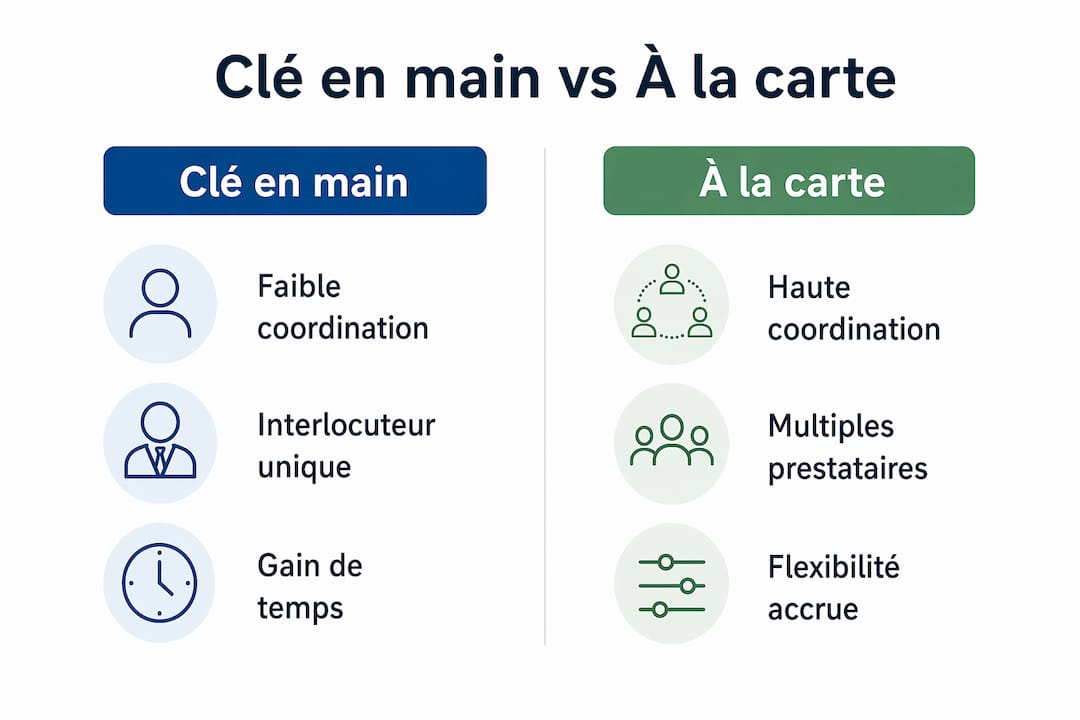 Visuel comparatif : les différences entre l’offre tout compris et la formule personnalisable