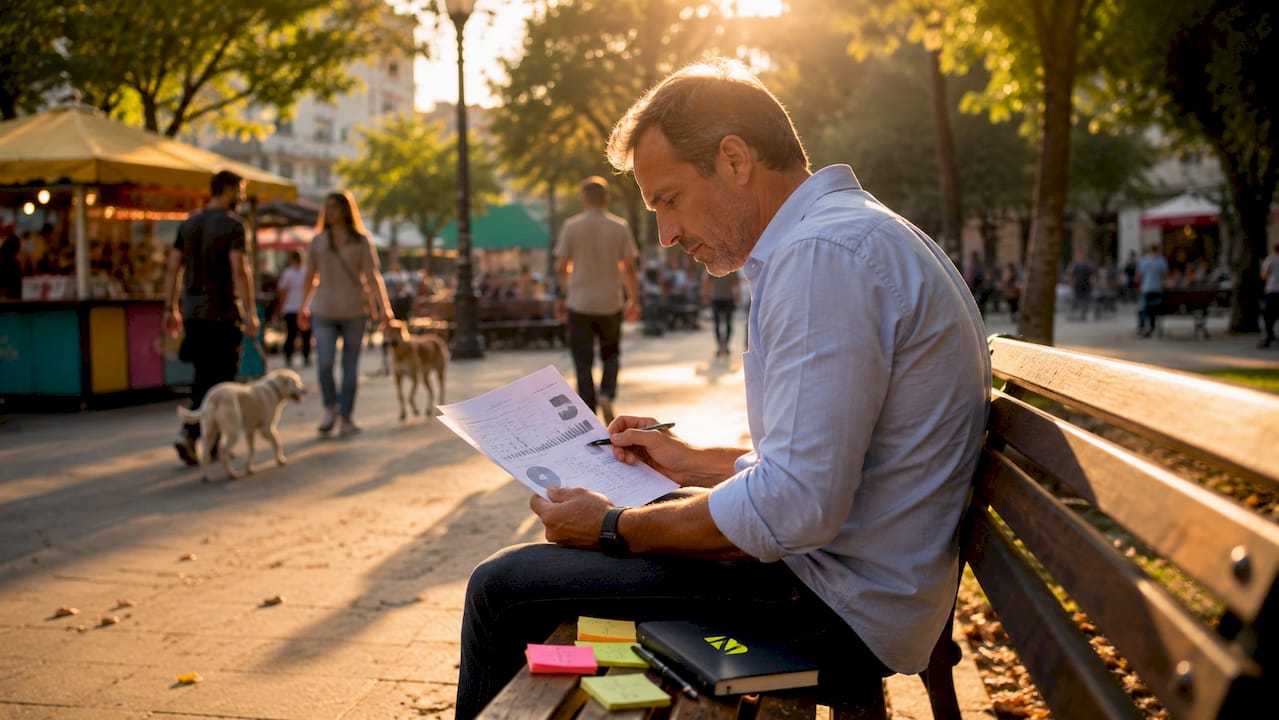 Des mains en train d’examiner un rapport sur les dépenses en marketing digital