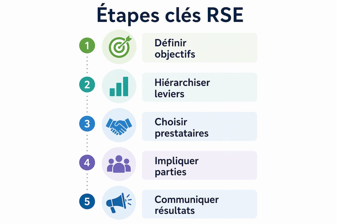 Infographie : les étapes incontournables pour réussir l’intégration de la RSE