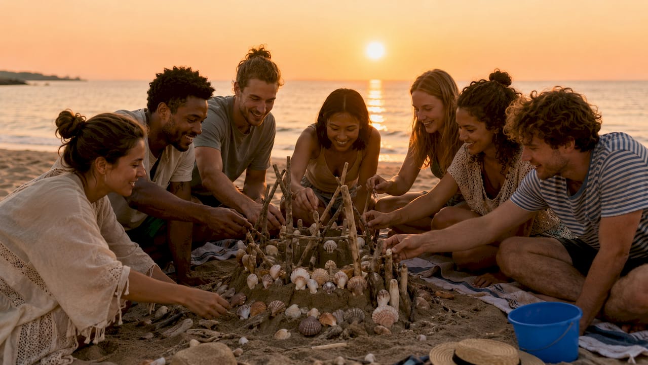 Moment convivial de cohésion d’équipe en plein air