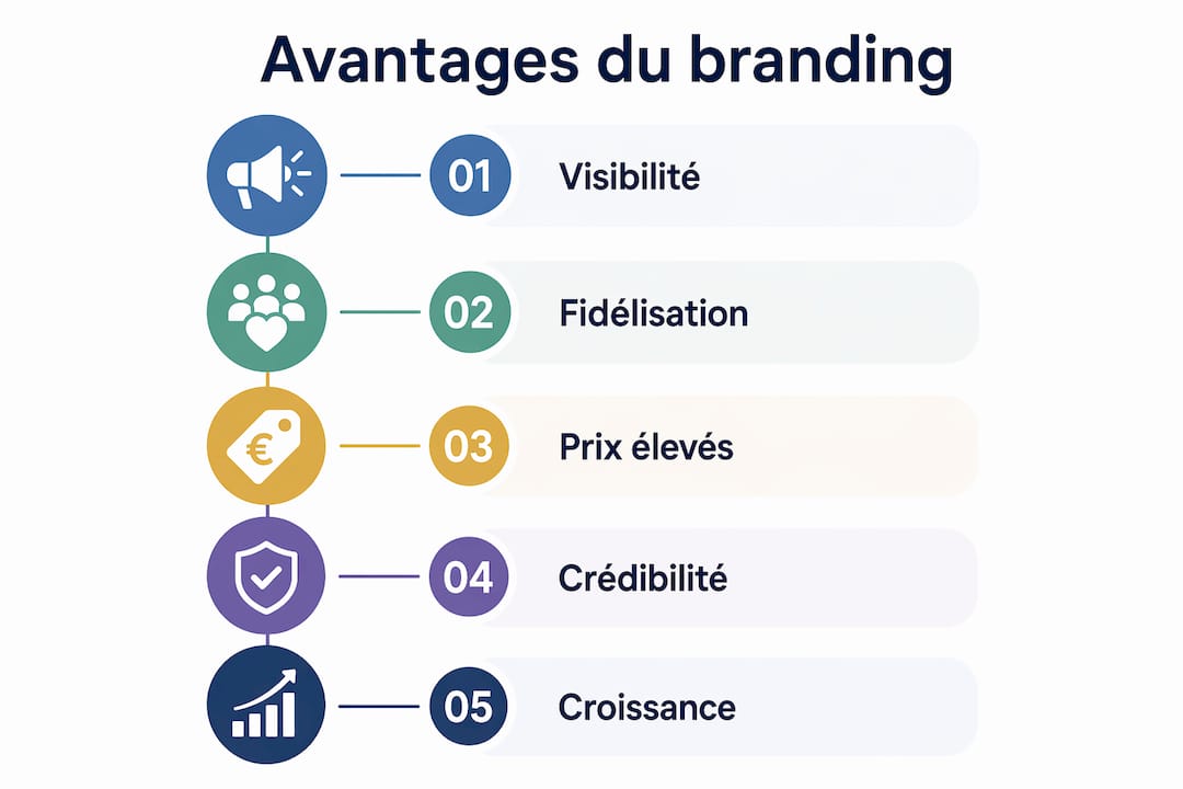 Découvrez en image les principaux bénéfices d’une stratégie de marque pour les petites et moyennes entreprises.