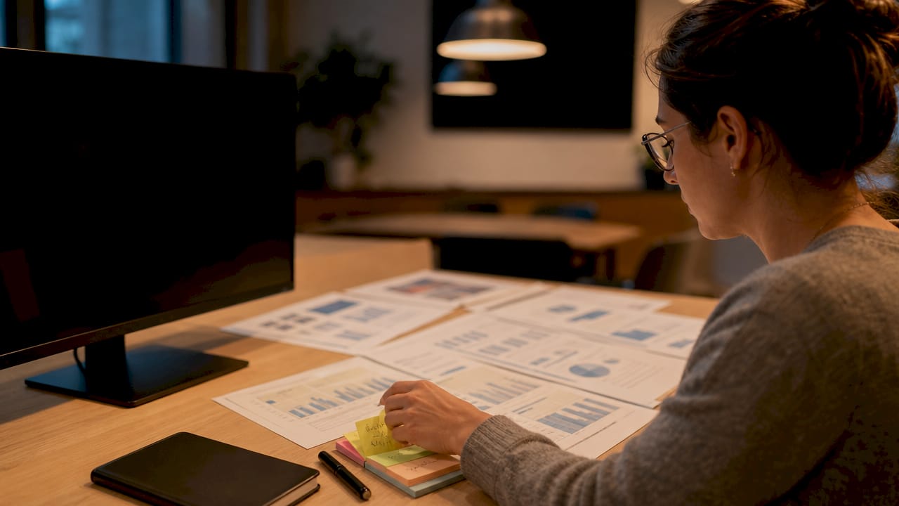 Une entrepreneure en pleine élaboration du budget pour la prochaine campagne de communication de sa PME.