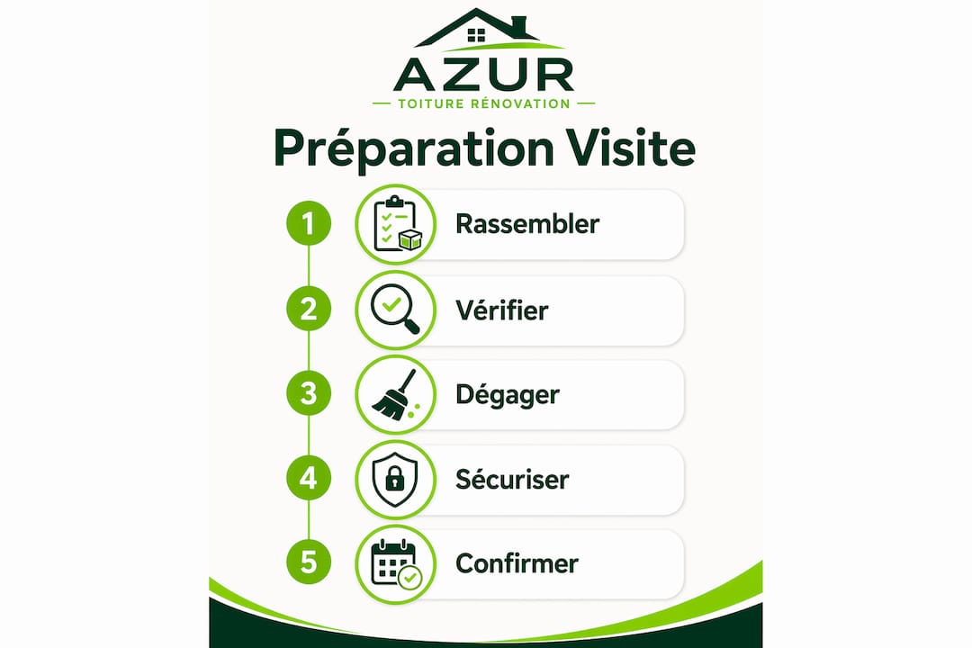 Infographie : les étapes clés pour bien préparer la visite d’un expert en toiture