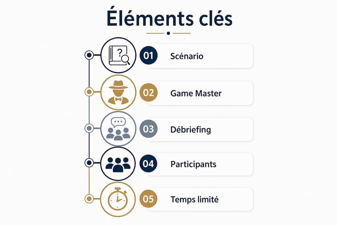 Une infographie qui met en avant les principaux éléments d’un escape game