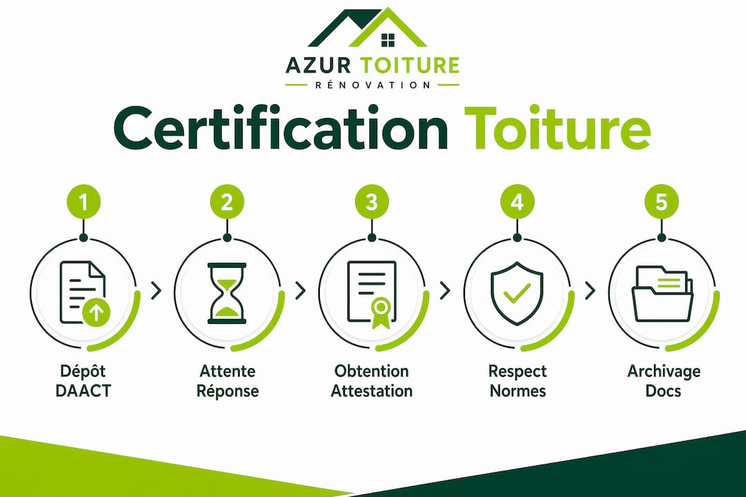 Infographie : les différentes étapes pour obtenir la certification de votre toiture après des travaux de rénovation