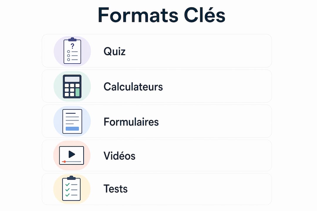 Découvrez en un clin d'œil les différents formats de contenus interactifs adaptés aux PME grâce à notre infographie.