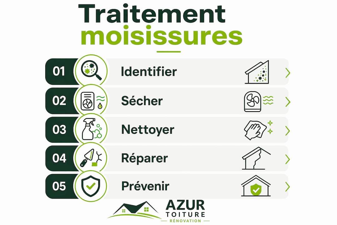 Découvrez en image les différentes étapes pour éliminer efficacement les traces de moisissure.