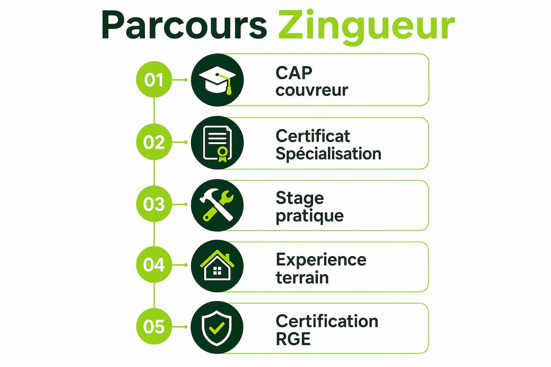 Découvrez en images le parcours pour devenir zingueur : de la formation aux premières expériences professionnelles, suivez chaque étape clé pour réussir dans ce métier.