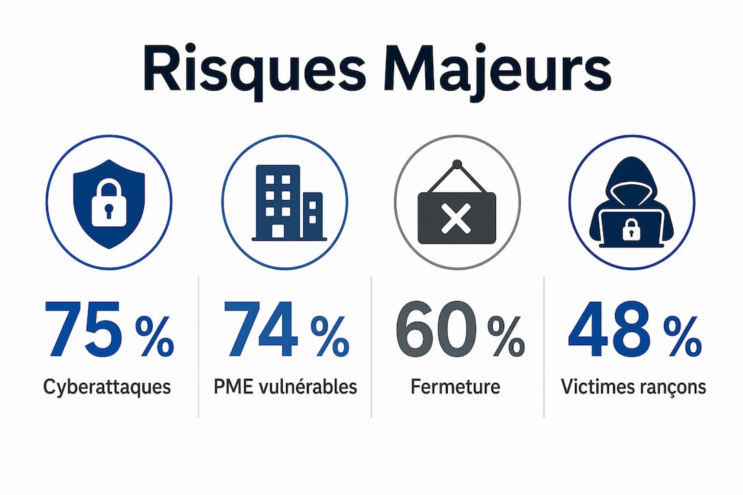 Découvrez en un coup d'œil les principaux dangers numériques auxquels les PME sont confrontées grâce à cette infographie.