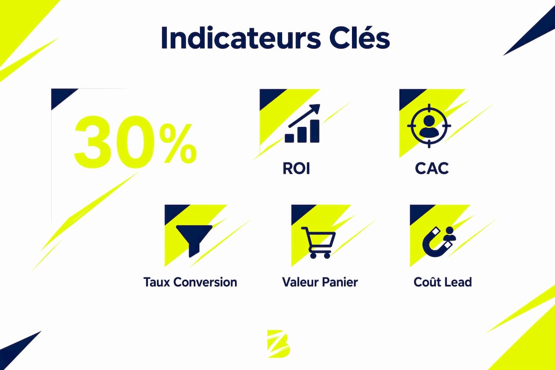 Visuel récapitulatif des principaux indicateurs à suivre pour optimiser votre budget publicitaire