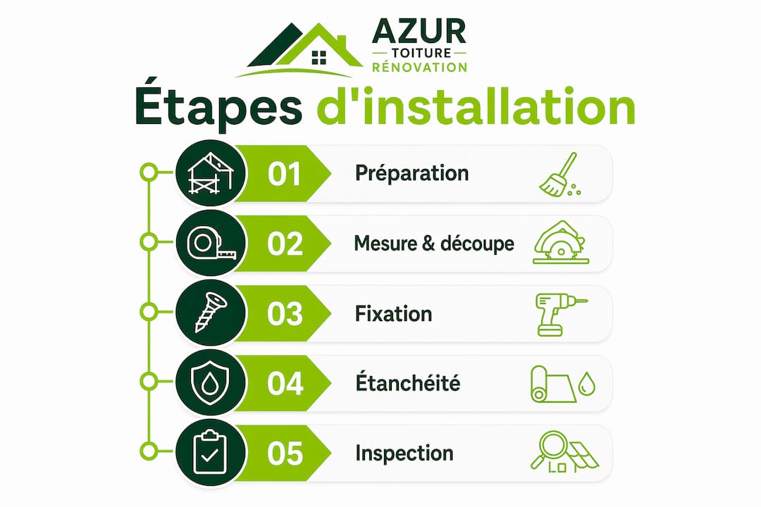 Guide visuel des différentes étapes pour poser une noue de toiture