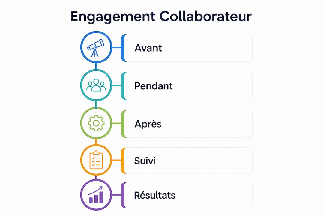 Découvrez, en un coup d'œil, les différentes étapes clés pour réussir une collaboration engagée grâce à notre infographie.
