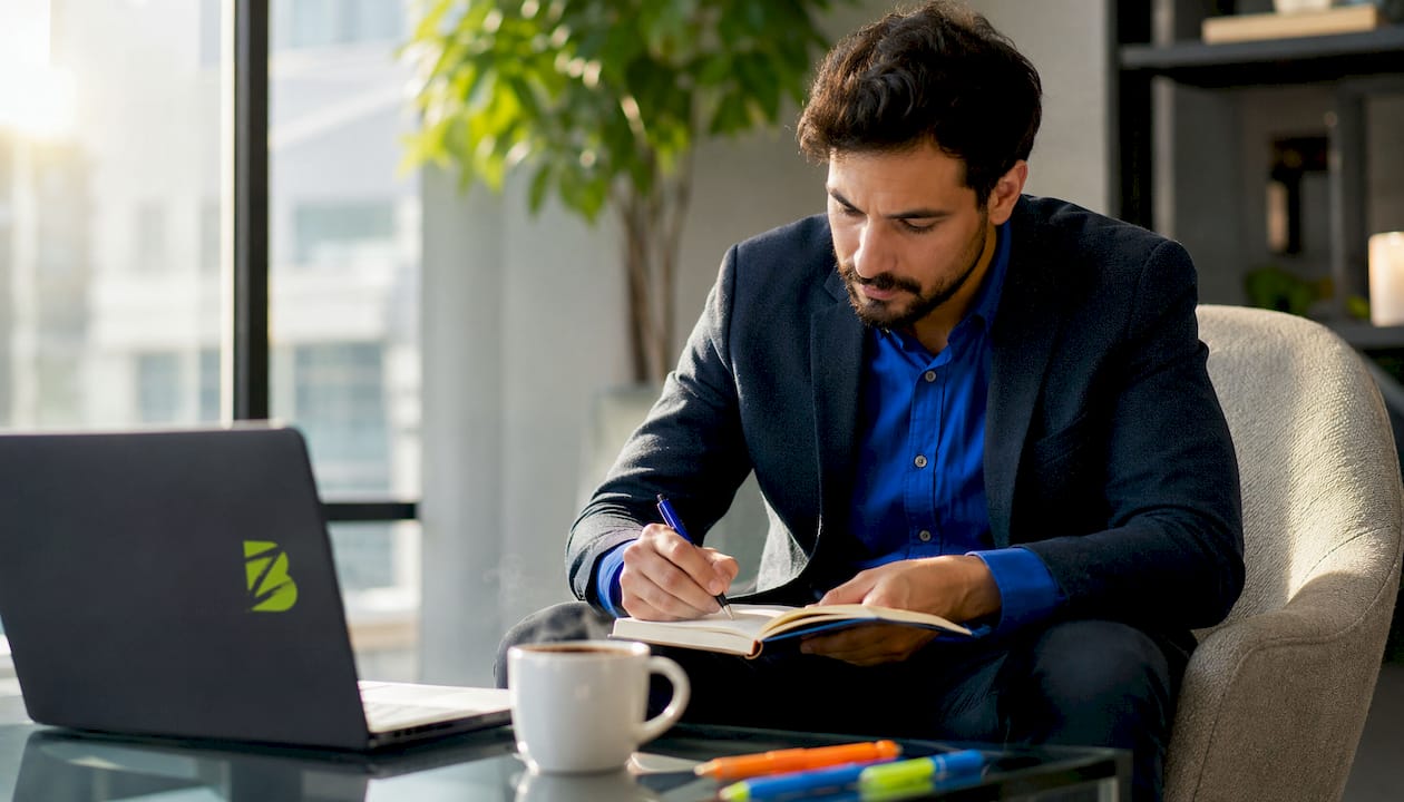 Des mains s’activent sur le clavier pour élaborer une stratégie de marketing digital.