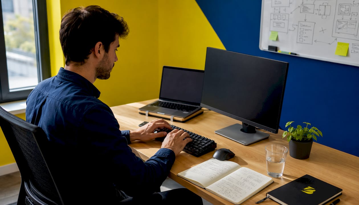 Les mains d’un expert en pleine élaboration d’un plan d’action